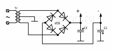 Двухполупериодный двухполярный блок питания