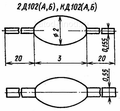 Диод КД102А, КД102Б, 2Д102А, 2Д102Б