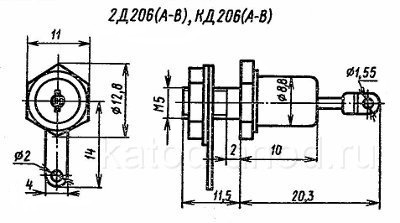 Диод КД206А, КД206Б, КД206В, 2Д206А, 2Д206Б, 2Д206В