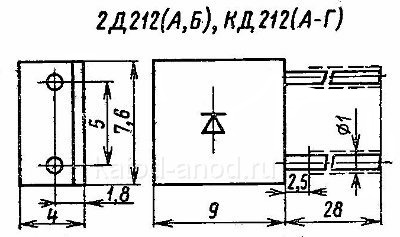 Диод КД212: КД212А, КД212Б, КД212В, КД212Г, 2Д212А, 2Д212Б