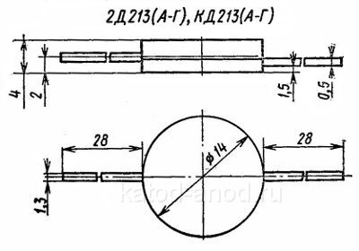 Диод КД213: КД213А, КД213Б, КД213В, КД213Г, 2Д213А, 2Д213Б, 2Д213В, 2Д213Г