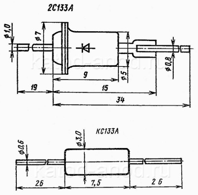 Стабилитрон КС133А, 2С133А