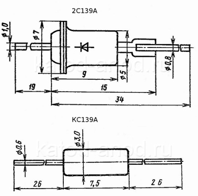 Стабилитрон КС139А, 2С139А