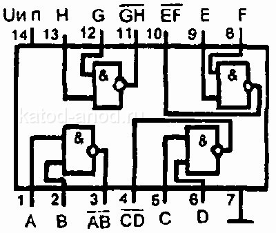 Микросхема К561ЛА7, цоколёвка